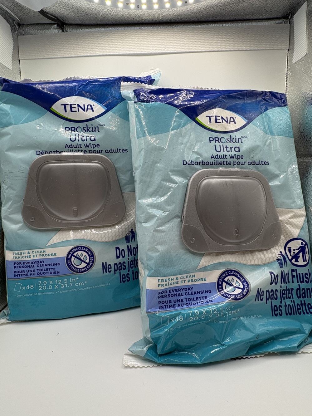 Tena Proskin Ultra Adult Wipes, 48 Count - 7.5 X 12 Pack of 2 Sealed